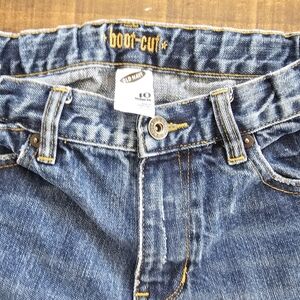 Classic Blue Bootcut Jeans with Golden Stitching